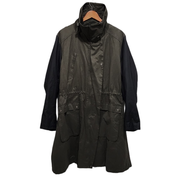 Lane Bryant Green Contrast Black Sleeve Anorak Jacket 26/28 - Picture 14 of 15